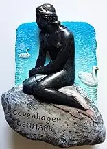 WitnyStore Tiny The Little Mermaid Statue in Copenhagen Denmark Northern Europe Tourist Attractions Resin Refrigerator Magnet Traveler Souvenir Gift Memento 3D Fridge Magnets