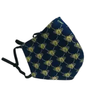 Face Mask 3 Layers - Navy and Gold - Reusable & washable with filter pocket