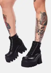 [Lamoda] Noir Money Maker Babe Lace Up Boots