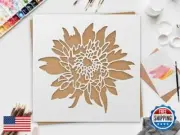 Aster Flower Stencil, 10x10 inch, Reusable Large Design for Wall Art, Paintin