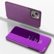 For Iphone 15 Plated Mirror Horizontal Flip Leather Phone Case With Holder