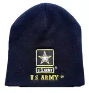 8" U.S. Army Gold Star Embroidered Beanie Skull Cap Hat WIN601S (TOPW)