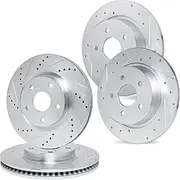 R1 Concepts Front Rear Brake Rotor Kit |Brake Rotors| Brake Disc |Drilled and Slotted WGPN2-59054