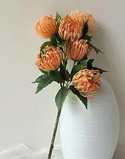 EXIMTYPHOON Artificial Orange Leucospermum Flowers Stem, 1 Stem, 50 cm High, Indoor/Outdoor, Rustic Style, Artificial Plant