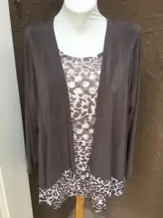New 2-pc Set Chico's Travelers Mochachino Dot Leopard Tank Jacket 3 XL 16 18 NWT