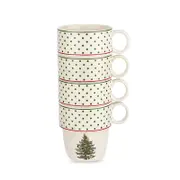 Spode Christmas Tree Polka Dot Stackable Mugs, Set of 4