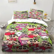 v310 Bed Sheets C-crayon Anime Cartoon Shin Bedding Set,Duvet Cover Comforter Bed Set Quilt Cover Pillowcase,King Queen Twin Size Boy Girl Adult 3-Pie