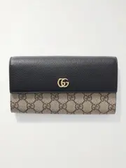 [Gucci] Gucci - Gg Marmont Petite Textured-leather And Printed Coated-canvas Shoulder Bag - Black - One size One size Black