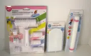 3 Wilton Fondant Tools: Ribbon Cutter / Embosser Set, Rolling Pin & Smoother New