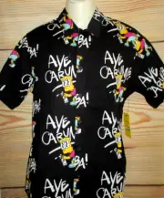 MENS NEFF THE SIMPSONS BART AYE CARUMBA BLACK SHIRT SIZE M