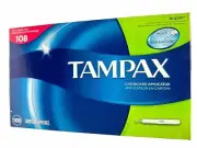 tampax cardboard applicator super 108 total count unscented scuffed box