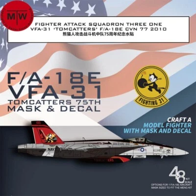 Galaxy 1/48 Scale F/A-18E VFA-31 Tomcatters 75th Mask & Decal for Meng Model Kit