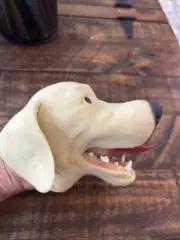 STRETCHY DOG Schylling Rubber Yellow￼Labrador, Hand Puppet New
