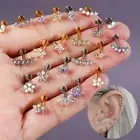 Flower Stud Earrings Stainless Steel Earrings Piercing New Ear Tragus Ear