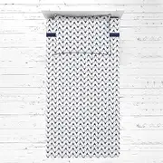 Bacati - 100% Cotton Muslin Tribal/Aztec 3 Piece Toddler Bed Sheet Set Includes Fitted Sheet, Top Sheet, and Pillow Case (Navy Bucks)