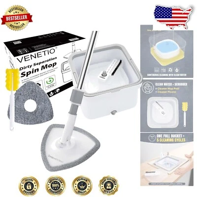 Innowellclean Spin Mop Set with Eco-Friendly Bucket - Hands-Free Cleaning 2 Pads