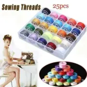 Universal Sewing Bobbin Spool Case Clear 25 Colorful Threads Bobbins Storage Box