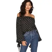 NEW One Teaspoon for Free People Bonnie Ace Off Shoulder Dot Top Women Size 8
