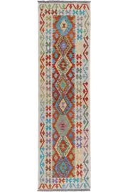 Afghan Kilim Zari Hand Knotted Hallway Runner 299x83cm by Cyrus Rugs