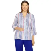 Alfred Dunner Amalfi Coast Dobby Stripe Shirt 73540SF