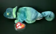 TY BEANIE BABIES RAINBOW CHAMELEON TIE-DYED PVC NMW/TAGS #BB808 TAG PROT- ERRORS