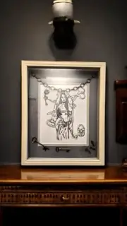 Captive Woman Pencil Sketch/Mixed Media Shadowbox Art "Captive & Forgotten"