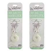 2PK Wishtone Collection New Jade Stone of Goodluck Key Charm 3x11.5cm Green