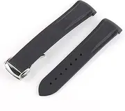 [ALMVIS] 20mm 21mm 22mm Curved End Silicone Rubber Watch Band Fit for Pagani Watch Fit for Huawei Fit for GT2 Magic Watch 2 Fit for Honor Fit for Samsung Galaxy Watch S3 S4(Black 1)