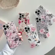 New For iPhone 15 14 13 12 Pro Max Case Flower Marble Silicone Gel Cover