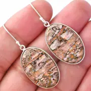 Natural Leopard Skin Jasper 925 Sterling Silver Earrings Jewelry E-1001