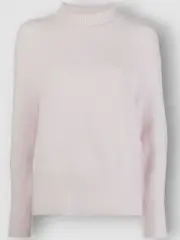 $546 Vince Women Pink Wide-Sleeve Finish Brushed Knit Roll Neck Sweater M