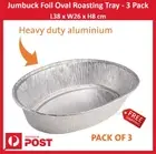 NEW Jumbuck Foil Oval Roasting BBQ Oven Tray - 3 Pack 38x26x8cm + Free Ship