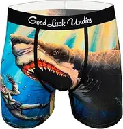 [Good Luck Sock] Good Luck Undies Men's Shark Attack Boxer Brief Underwear