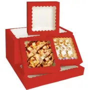 10pcs Red Pie Boxes 12x12x3 inches Easy Assemble Macaroon Cookie Boxes Bakery...