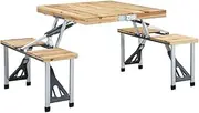 Portable Picnic Table，Folding Camping Table with 4 Seats Steel Aluminium,Item colourSilver