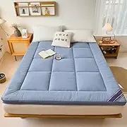 KCCRHIN Mattress Topper Reversible Soft Double/Single Bed Mattress Topper 8Cm Microfibre Quilted Filled Mattress Pad Comfy Top Mattress Pad Single/Double Size Tatami Mattress,Blue,180 * 200cm