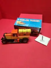 Vintage Reproduction Tin Wind Up Gas Oil Tanker In Orignal Packaging Works Great