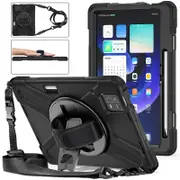 Catzon Onepiece Tablet Case for Xiaomi Pad 6 Rugged Lightweight Cover with Handle Strap Shoulder Strap-Black