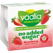 Vaalia Probiotics Yoghurt No Added Sugar Strawberry 150g x 4 pack