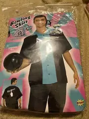 Costumania Mens The Kingpins Blk/Blue Bowling Shirt Flirtin’ w/the 50’s Plus