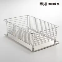 在飛比找momo購物網優惠-【MUJI 無印良品】不鏽鋼瀝水籃/大+不鏽鋼傾斜瀝水盤/大