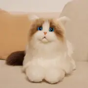Chongker Relaxing Cat, White and Brown 15in, a plush toy with a realistic weight