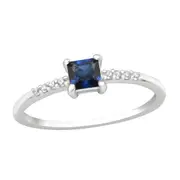 Silver Blue Solitaire Ring