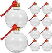 Baluue Christmas Drink Balls 10pcs Fillable Xmas Tree Clear Baubles with Rope, Plastic Anti-leak Boozeballs for Christmas Birthday Decor, 150ml