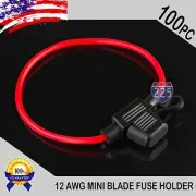 100 Pack 12 Gauge APM / ATM MINI Blade Inline Fuse Holder 100% OFC Copper Wire