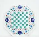24'' White Marble Chess Table Top Pietra Dura Inlay Children Game Kids c52