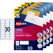 Avery 959062 L7158 Address Labels Sure Feed Laser 30/Page White 100 Sheets Pack 4