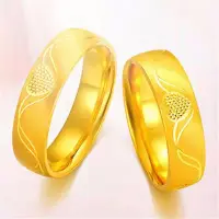 在飛比找樂天市場購物網優惠-新款 越南沙金心心相印戒指黃銅鍍金心相依情侶款對戒時尚戒指活