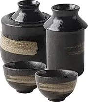 Wine Jug Retro Black Ceramic Cups Crafts Japanese Sake Set Wine Glass Set Wine Glasses Sake Set for Warm/Cold Sake Service Wine Glass