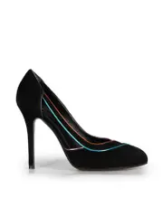 D&G Black Suede Coloured Piping Accent Heels